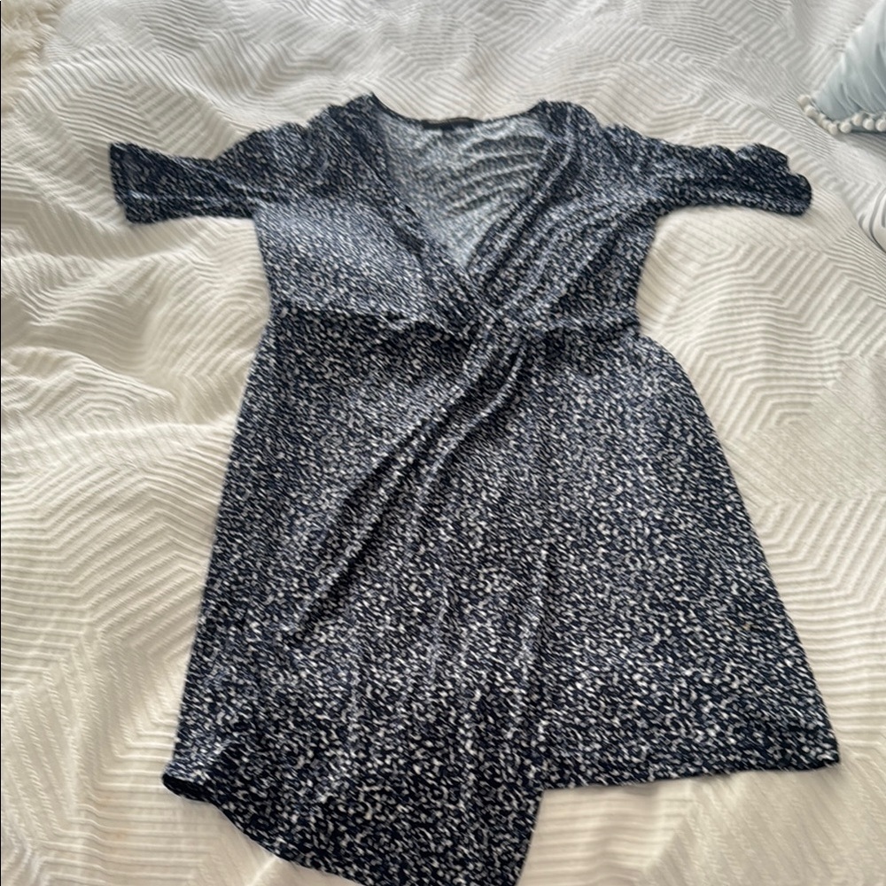 Banana Republic Black and White Asymmetrical Wrap Dress